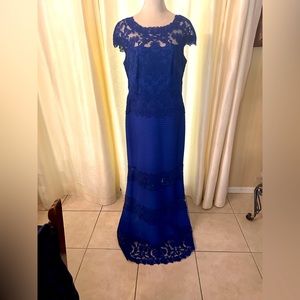 Tadashi Shoji blue maxi dress.